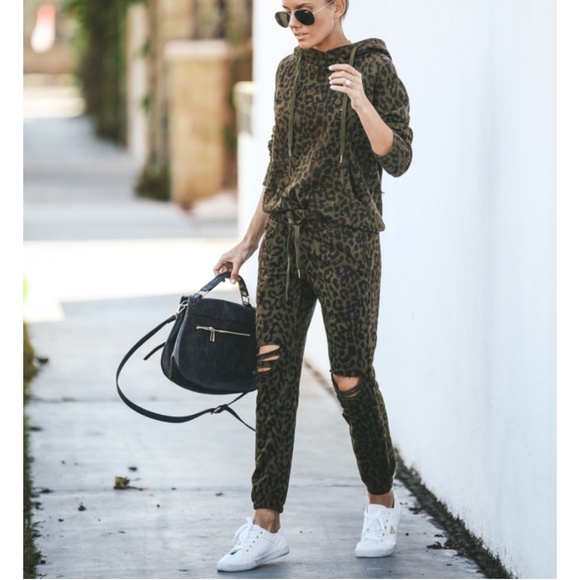 MARIAM Leopard Print Distressed Joggers - Picture 3 of 8